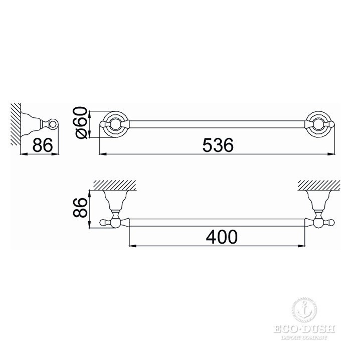 Cisal полотенцедержатель, 4012.01h.ba huber croisette, цвет: aged bronze, old bronze