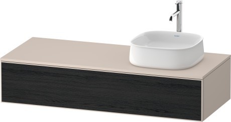 Duravit тумба подвесная с вырезом под раковину справа 550 мм х 1300 мм х 281 мм, zencha, ze4812r16830000 цвет: чёрный дуб/серо-коричневый суперматовый