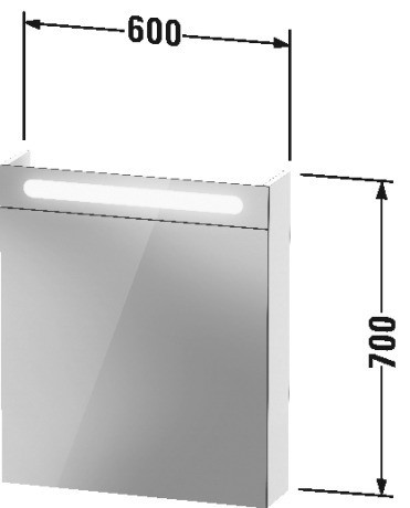 Duravit зеркальный шкаф с подсветкой 148 мм х 600 мм х 700 мм, с одной дверцей, no.1, n17920r00000000 цвет: белый