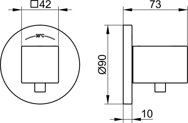 Keuco смеситель с термостатом с круглым отражателем для встройки, edition 90, хром арт. 59053 010001