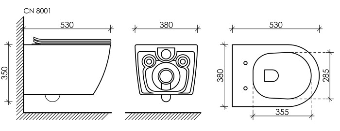Ceramicanova подвесной унитаз pearl, cn8001 цвет: белый