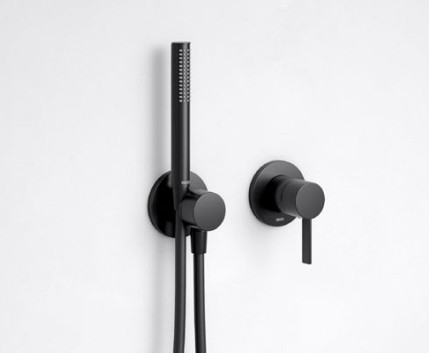 Keuco смеситель однорычажный для душа с выводом для шланга, с круглой розеткой, ixmo solo, черный матовый арт. 59552 379501