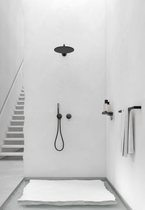 Keuco смеситель однорычажный для душа с выводом для шланга, с круглой розеткой, ixmo solo, черный матовый арт. 59552 379501