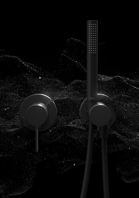 Keuco смеситель однорычажный для душа с выводом для шланга, с круглой розеткой, ixmo solo, черный матовый арт. 59552 379501