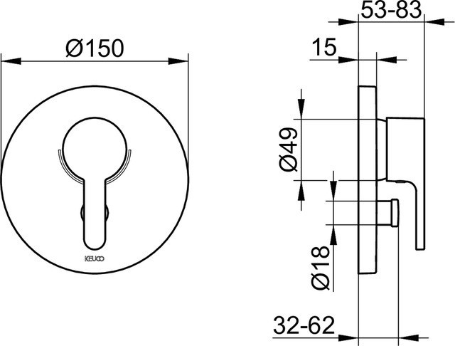 Keuco смеситель для душа однорычажный, elegance, хром арт. 51672 010181