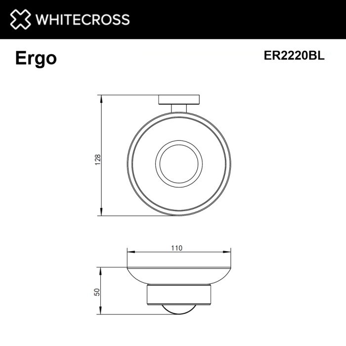 Мыльница подвесная, Whitecross Ergo black, черный мат арт. ER2220BL