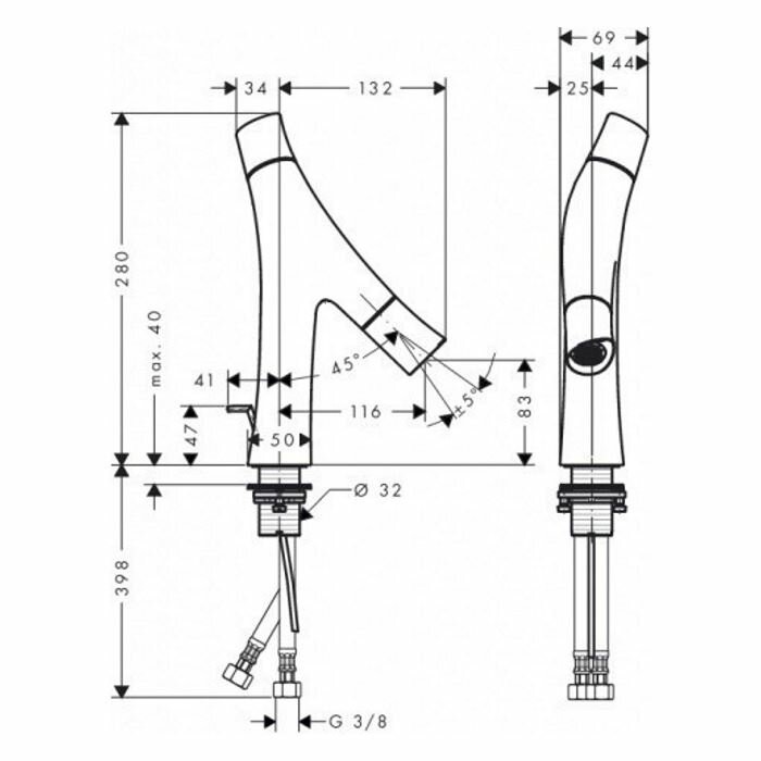 AXOR смеситель для раковины, Starck Organic, хром арт. 12010000