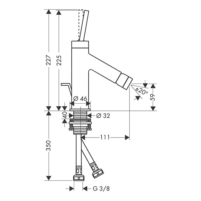 AXOR смеситель для биде, Starck, хром арт. 10211000