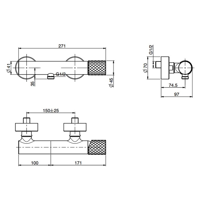Fima Carlo Frattini смеситель для душа, настенный, spillo tech, золото арт. f3035t/1xor