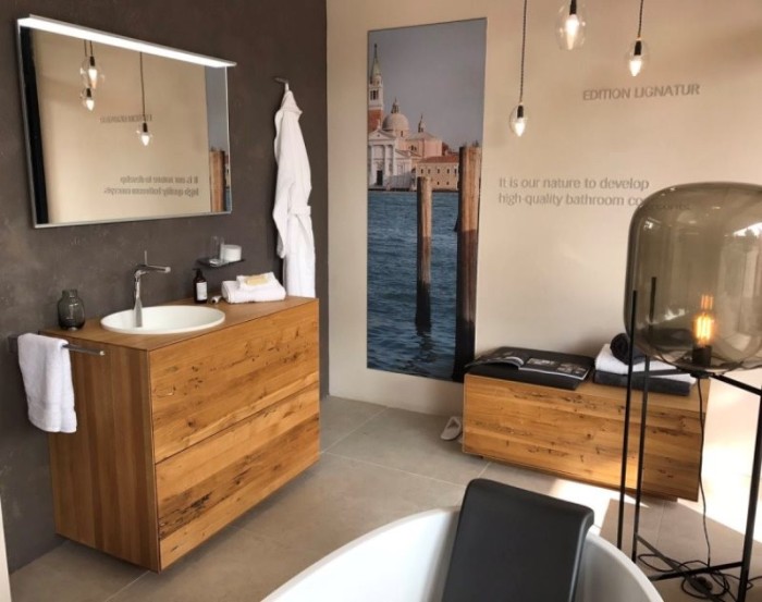 Keuco тумба под умывальник, 1050х650х535 мм отверстие слева 2 ящика фасад из венецианского дуба, edition lignatur, арт. 33341 750112