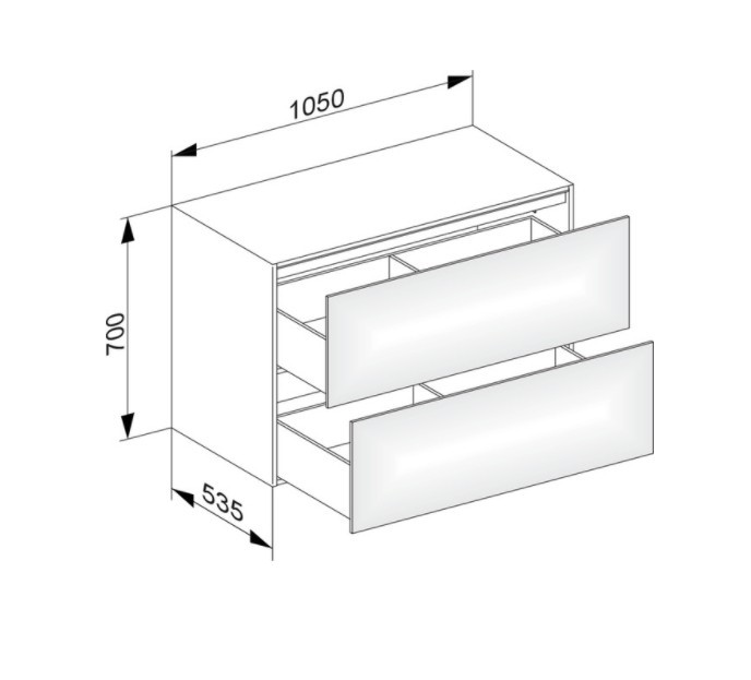 Keuco тумба боковая подвесная с двумя выдвижными фронтами, с внутренней светодиодной подсветкой, edition 11, черный арт. 31325 570100