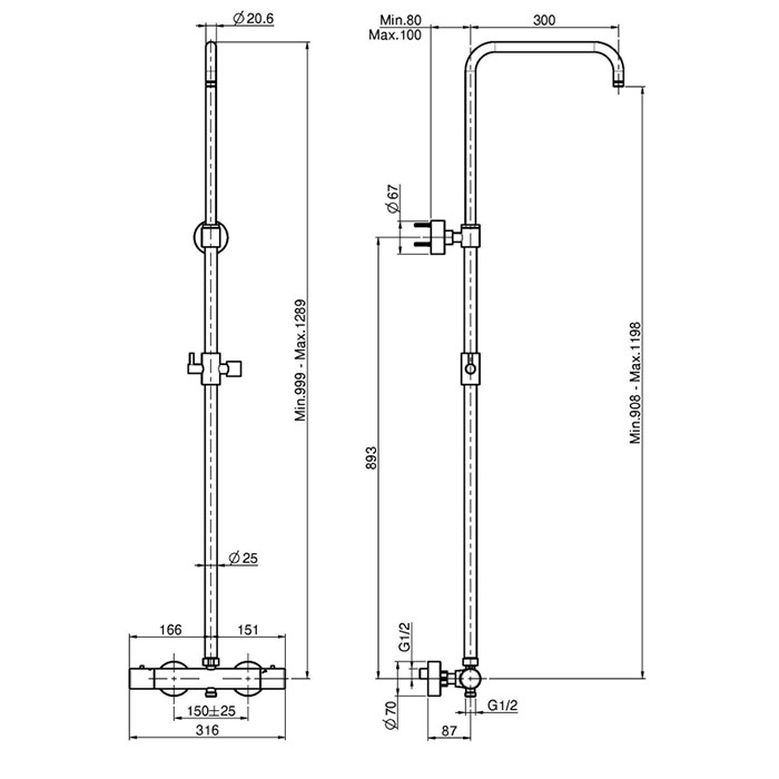 Fima Carlo Frattini душевая стойка: смеситель для душа, настенный, с душевой стойкой wellness, чёрный арт. f3255scs