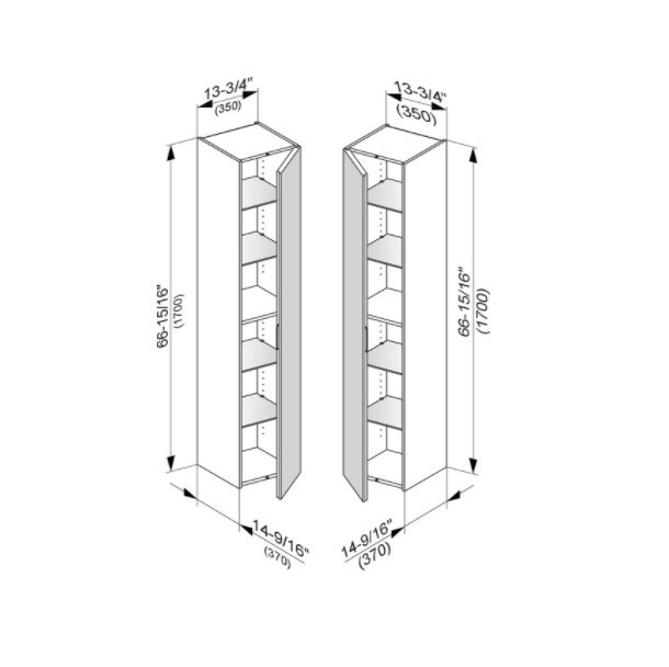 Keuco шкаф - пенал высокий подвесной 1 дверца, 4 полки, edition 11, антрацит арт. 31330 390002
