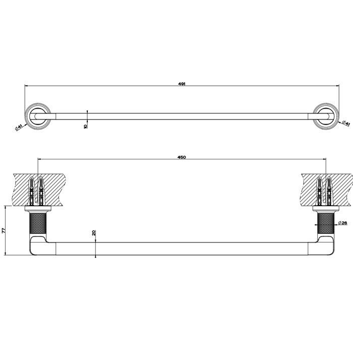 Gessi Полотенцедержатель, 45 см, подвесной, Inciso, 58500#149 цвет: finox