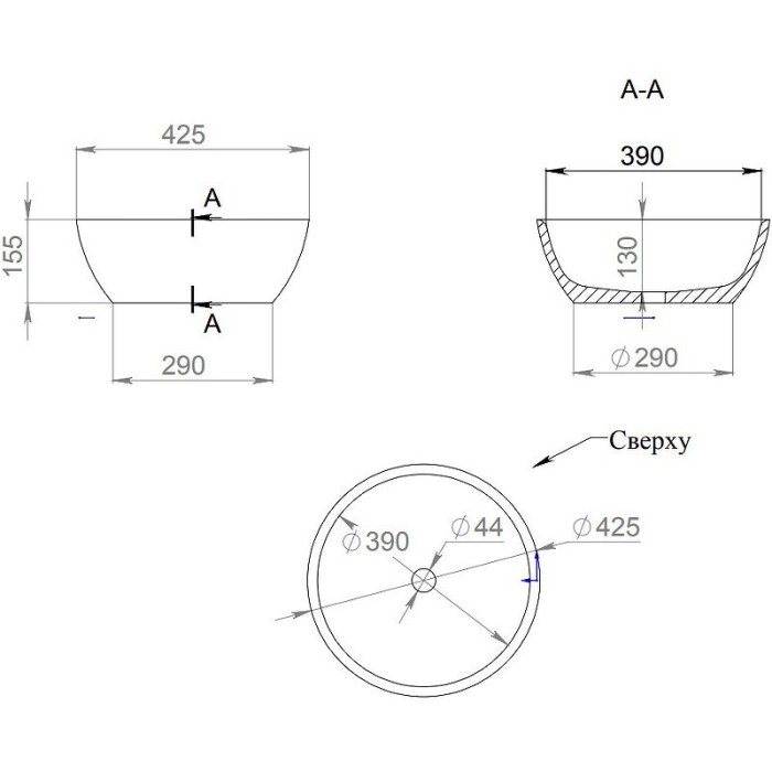 Salini раковина накладная 42,5x42,5, alda, 1102210m цвет: матовый белый