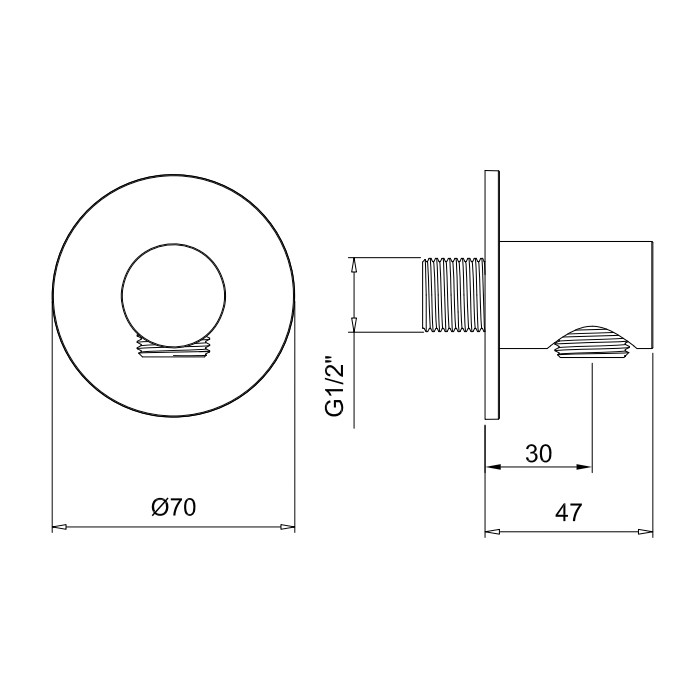 Вывод из стены для душевой лейки, Almar, E095040.HB цвет: латунь брашированная PVD