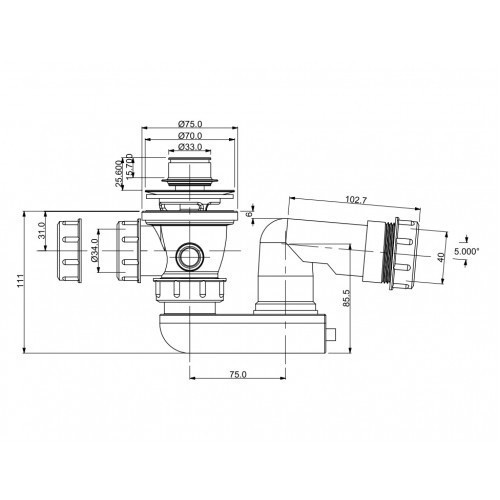 ArtCeram сифон для ванны, aas369 цвет: белый