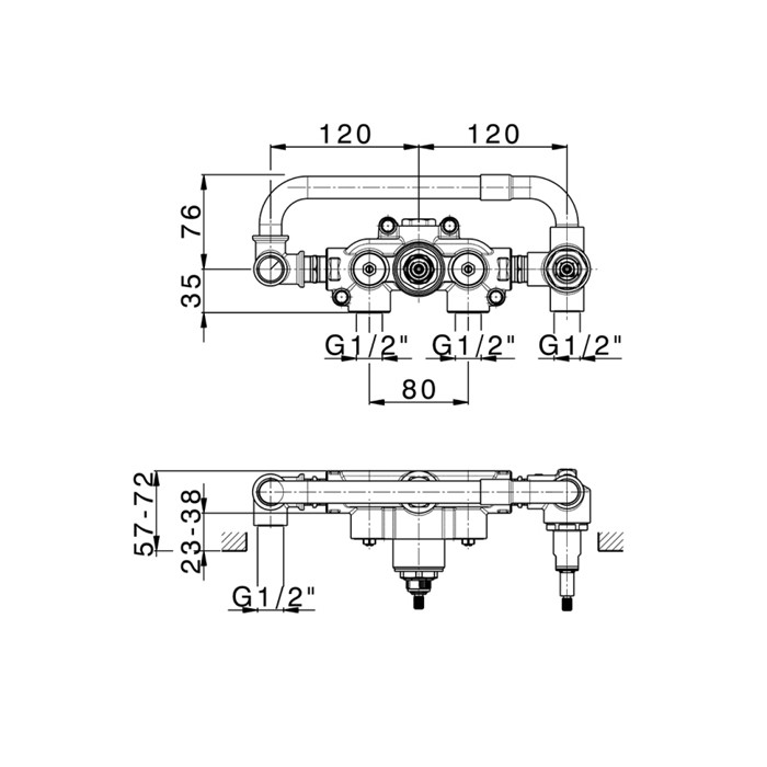 Встраиваемая часть термостатического смесителя для ванны, Cisal Hi-Rise арт. ZA01934004