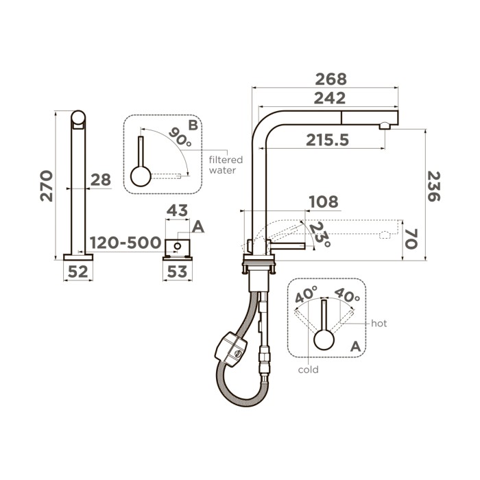Omoikiri смеситель для кухни Nara 2 Plus-S-GB латунь/графит арт. 4994373