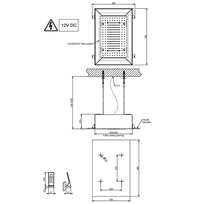 Gessi Верхний душ 30х50см., потолочный, режимы: троп. ливень, хромотерапия, пульт упр., Afilo, 57401#279 57006#238 цвет: блестящая сталь