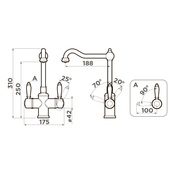 Omoikiri смеситель для кухни Tottori-AB-022 латунь/античная латунь арт. 4994009