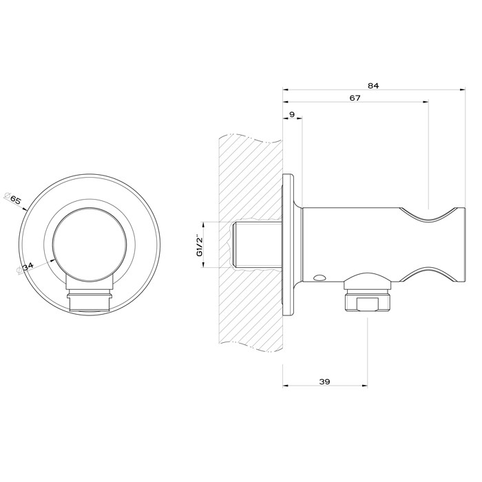 Gessi Вывод воды с держателем для душевой лейки на 1/2", Inciso, 58161#246 цвет: золото