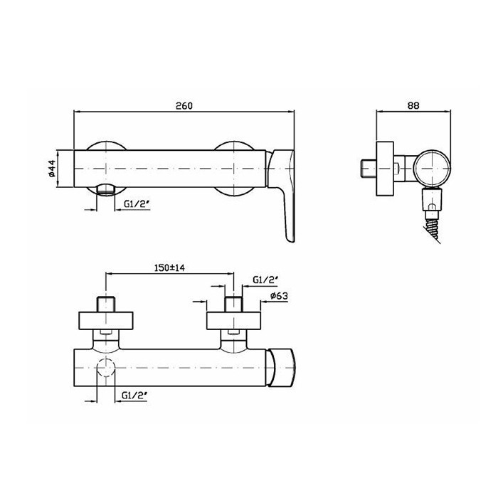 Zucchetti смеситель для душа, настенный, medameda, хром арт. zmm076