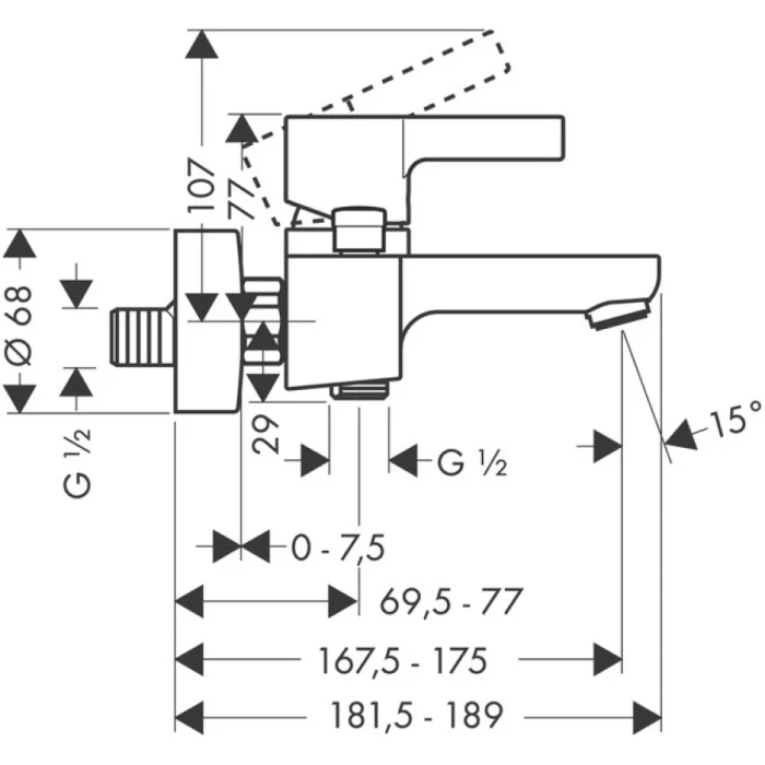 Hansgrohe смеситель для ванны, Metris S, хром арт. SET/31460000/26275000