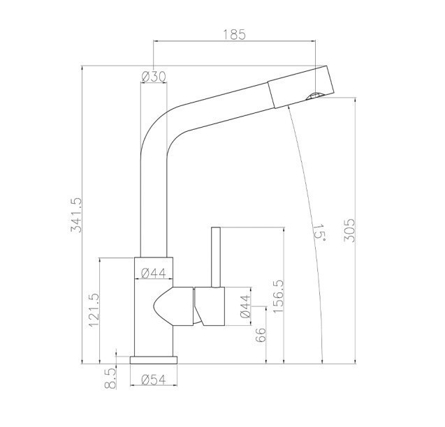 Cisal высокий смеситель для кухни с вытяжным изливом lc000070d1 less new cisal, цвет: нержавеющая сталь