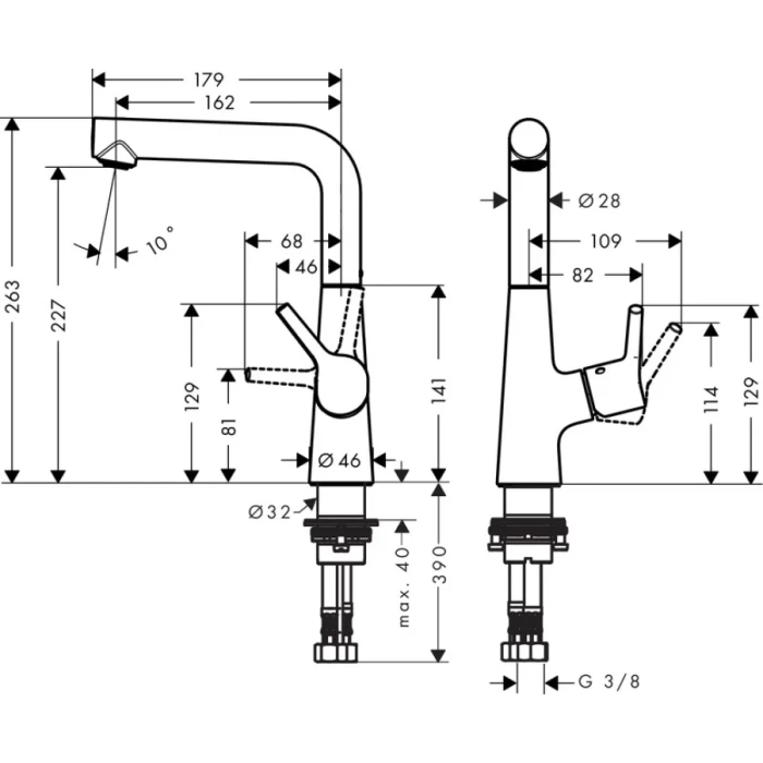 Hansgrohe смеситель для раковины 210 с донным клапаном, Talis S, хром арт. 72105000