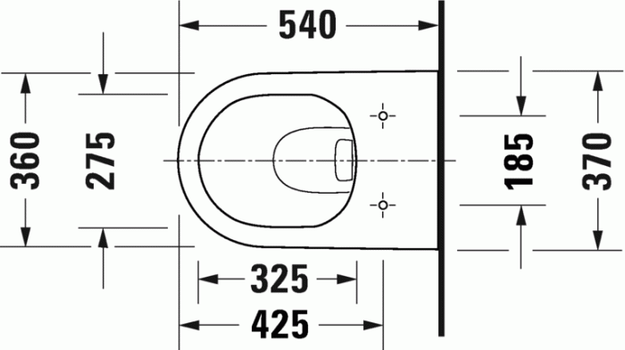 Duravit унитаз подвесной rimless 370 мм х 540 мм, с вертикальным смывом, без смывного края, с креплением durafix, d-neo, 2577090000 цвет: белый