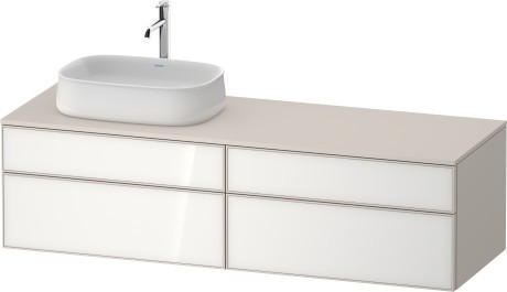 Duravit тумба подвесная с вырезом под раковину слева 550 мм х 1600 мм х 442 мм, zencha, ze4824l64830000 цвет: белое стекло/cеро-коричневый суперматовый