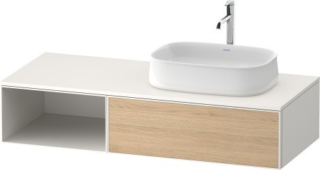 Duravit тумба подвесная с вырезом под раковину справа 550 мм х 1300 мм х 281 мм, zencha, ze4819030840000 цвет: натуральный дуб/белый суперматовый