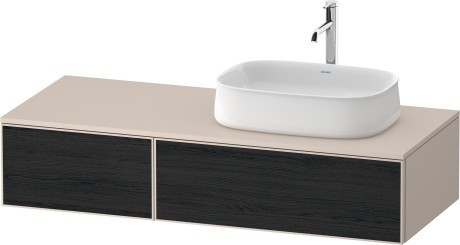 Duravit тумба подвесная с вырезом под раковину справа 550 мм х 1300 мм х 281 мм, zencha, ze4817016830000 цвет: чёрный дуб/серо-коричневый суперматовый