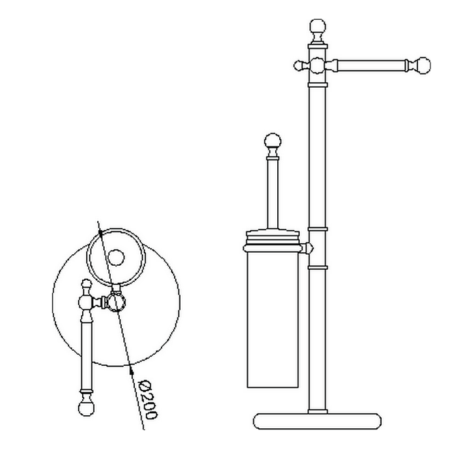 Cisal стойка с ершиком и держателем туалетной бумаги, 4044.01h.ac huber croisette, цвет: satin brushed nickel