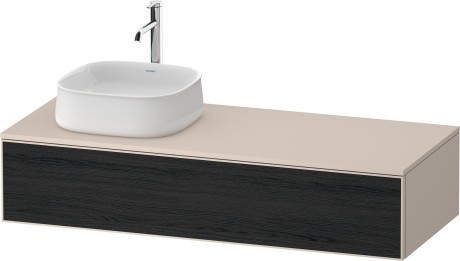 Duravit тумба подвесная с вырезом под раковину слева 550 мм х 1300 мм х 281 мм, zencha, ze4812l16830000 цвет: чёрный дуб/серо-коричневый суперматовый