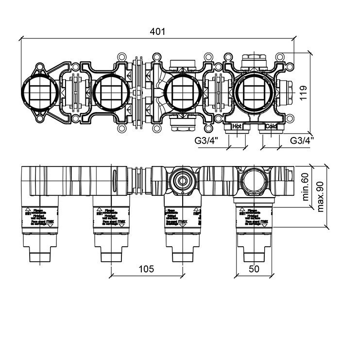 Almar внутренняя часть для смесителя, water control modular, e169005