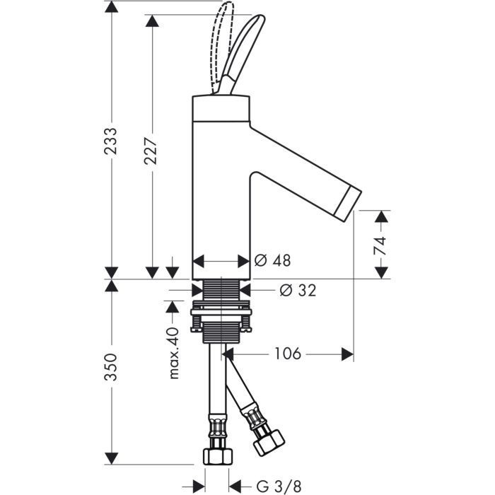 AXOR смеситель для раковины, Starck Classic, полированный черный хром арт. 10018330