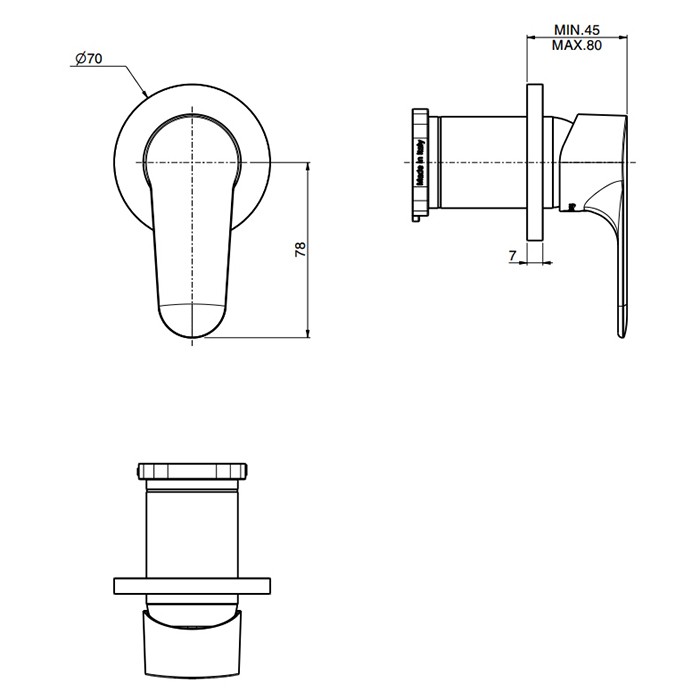 Fima Carlo Frattini смеситель для душа, встраиваемый, serie 22, черный арт. f3833n1ns