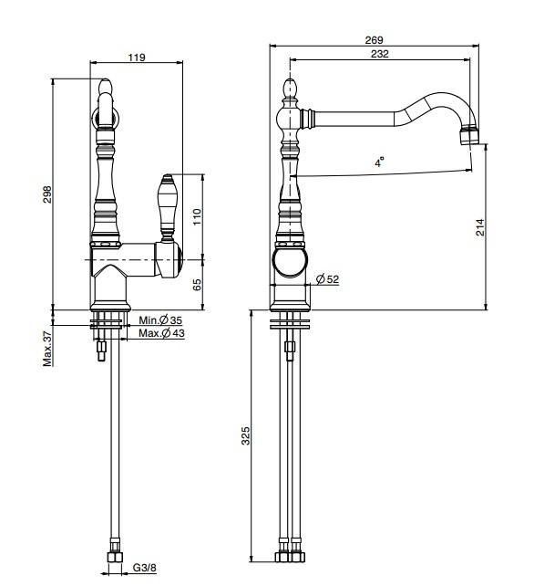 Fima Carlo Frattini смеситель для кухни, вращающийся излив, kitchen, хром арт. f5417ncr