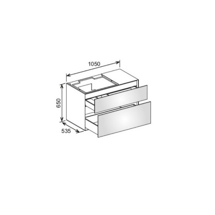 Keuco тумба под умывальник, 1050х650х535 мм отверстие слева 2 ящика фасад дуб, edition lignatur, арт. 33341 700112