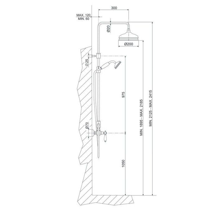 Fima Carlo Frattini смеситель для душа с душевой штангой, верхним душем и душевым комплектом, herend, хром арт. f5405/2cr