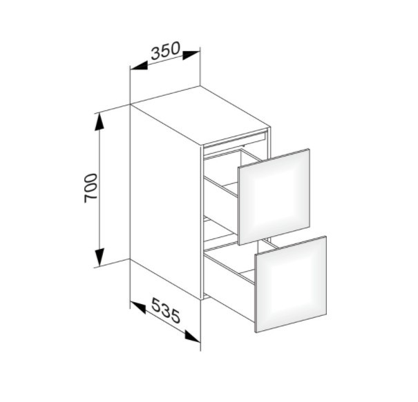 Keuco тумба боковая подвесная с двумя выдвижными фронтами, с внутренней светодиодной подсветкой, edition 11, черный арт. 31321 330100