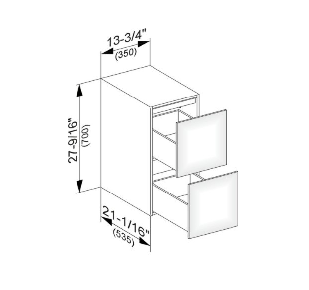 Keuco тумба боковая подвесная с двумя выдвижными фронтами, с внутренней светодиодной подсветкой, edition 11, черный арт. 31321 330100