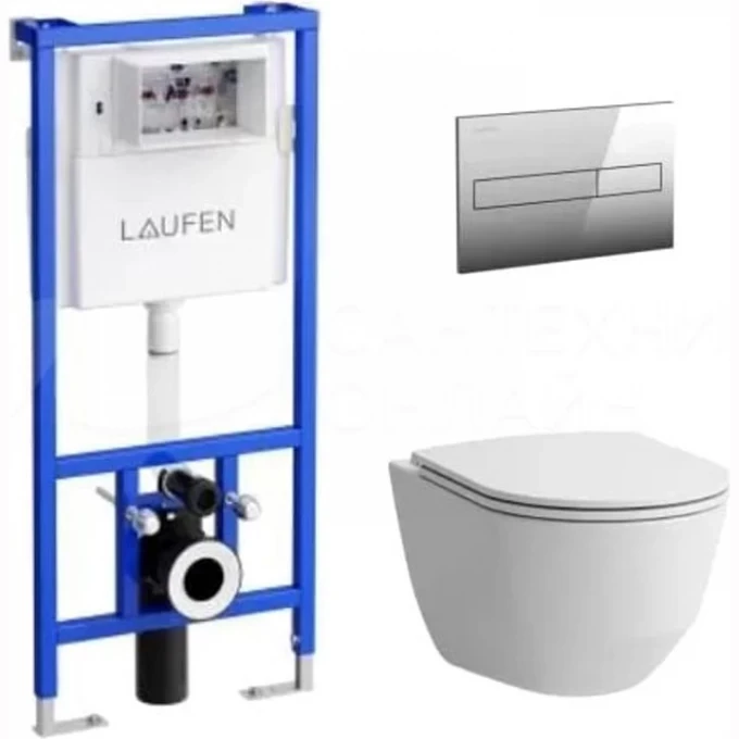 LAUFEN комплект унитаз безободковый, с микролифтом + система инсталляции, PACK PRO - 8.6996.6.000.000.R