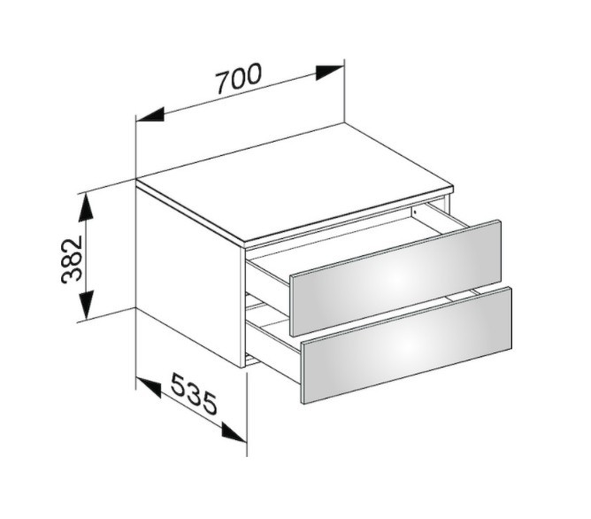 Keuco тумба боковая подвесная с двумя выдвижными фронтальными ящиками, edition 400, белый арт. 31742 380000