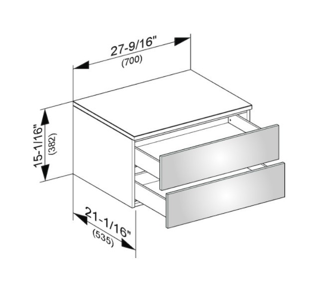 Keuco тумба боковая подвесная с двумя выдвижными фронтальными ящиками, edition 400, белый арт. 31742 380000