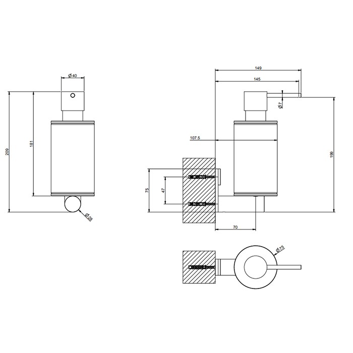 Gessi Дозатор для жидкого мыла настенный, 316, 54714#707 цвет: черный/brushed black metal pvd