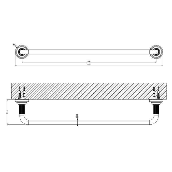 Gessi Полотенцедержатель 45см., Venti20, 65500#299 цвет: черный матовый