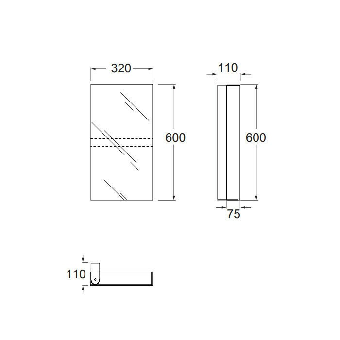 Azzurra Зеркальный шкаф 11x32 0, MB 32 цвет: серый